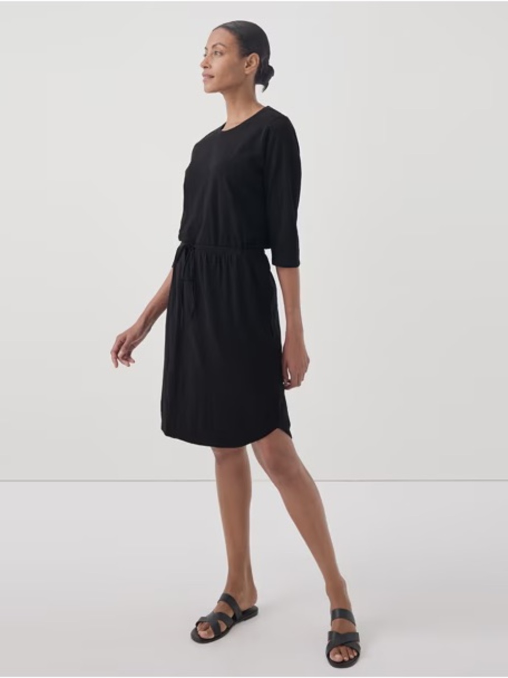 NWOT Pact Organic Cotton Relaxed Slub Tie Waist Midi Dress size M